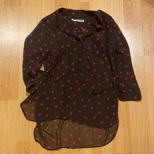 Black and pink poka dot blouse
